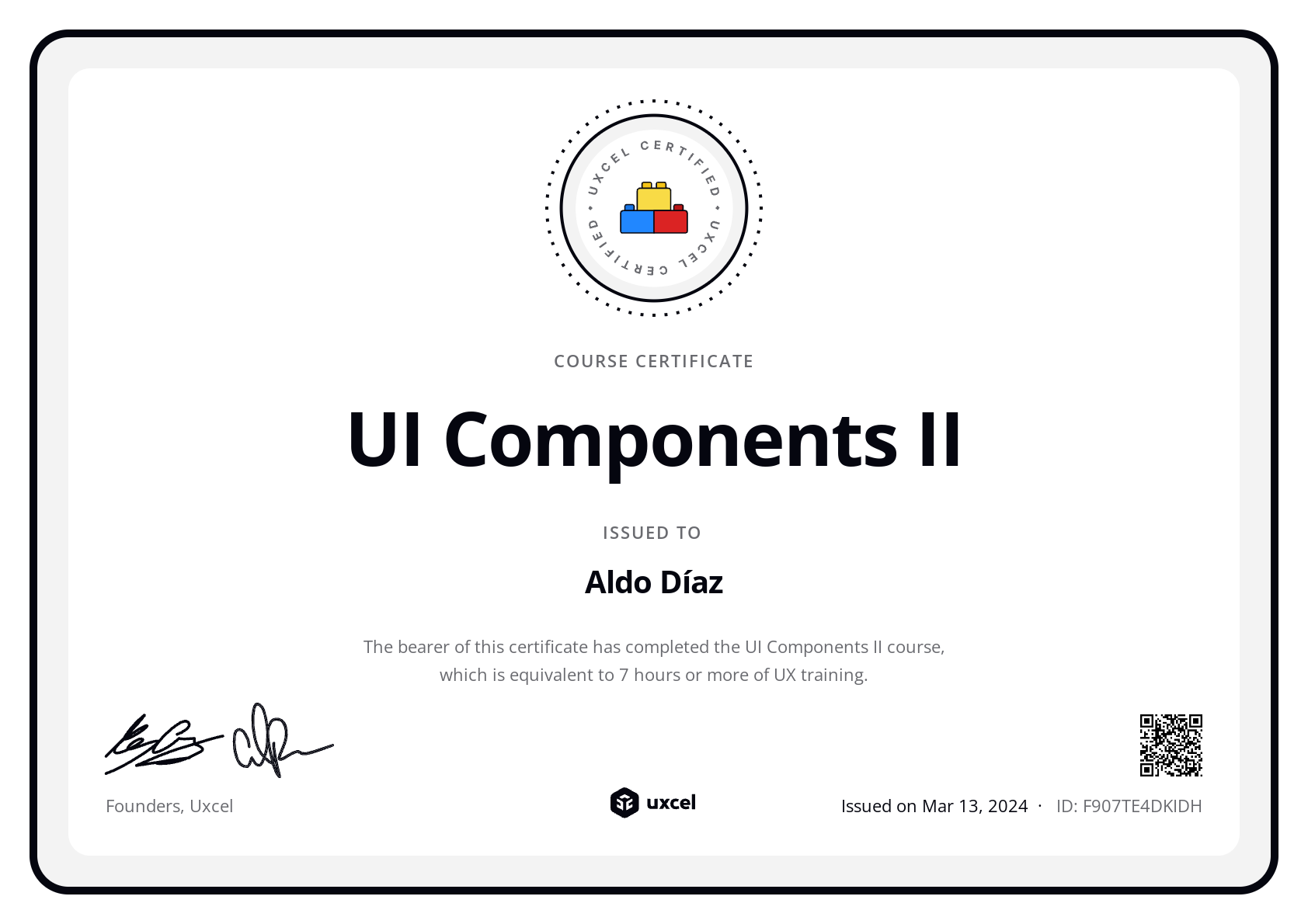 Aldo Díaz's certificate